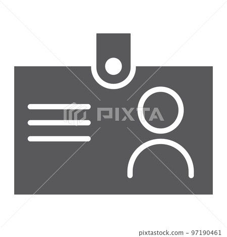 Id badge glyph icon, identification and card, identity sign, vector graphics, a solid pattern on a white background, eps 10. Id badge glyph icon, identification and card, identity sign, vector graphics, a solid pattern on a white background, eps 10. 97190461