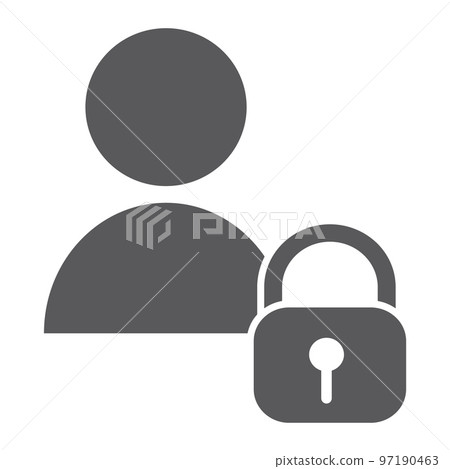 User unlocked glyph icon, privacy and safety, profile sign, vector graphics, a solid pattern on a white background, eps 10. 97190463