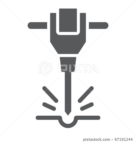 Construction jackhammer glyph icon, tool and repair, pneumatic hammer sign, vector graphics, a solid pattern on a white background, eps 10. 97191244
