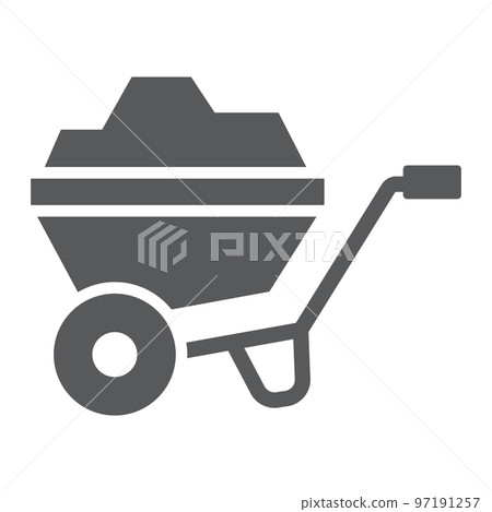 Wheelbarrow glyph icon, tool and cart, agriculture sign, vector graphics, a solid pattern on a white background, eps 10. 97191257