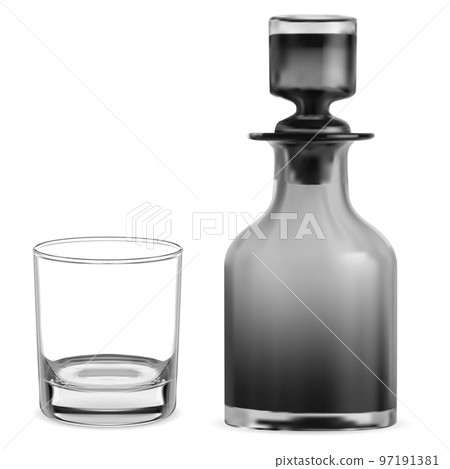 Glass decanter and tumbler mockup, isolated vector Glass decanter and tumbler mockup, isolated vector 97191381