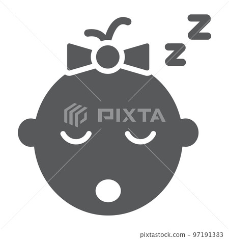 Baby girl sleep glyph icon, child and face, girl sign, vector graphics, a solid pattern on a white background, eps 10. Baby girl sleep glyph icon, child and face, girl sign, vector graphics, a solid pattern on a white background, eps 10. 97191383