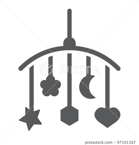 Hanging toys glyph icon, child and bed, crib sign, vector graphics, a solid pattern on a white background, eps 10. Hanging toys glyph icon, child and bed, crib sign, vector graphics, a solid pattern on a white background, eps 10. 97191387