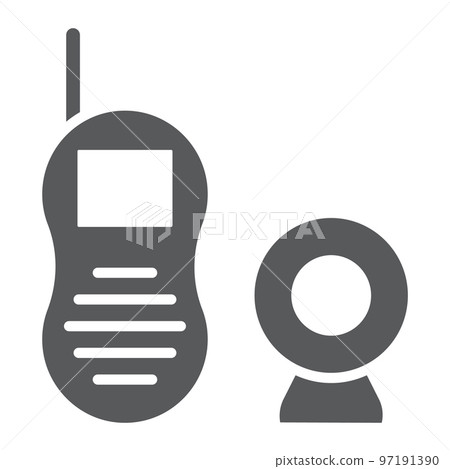 Baby monitor glyph icon, child and equipment, radio sign, vector graphics, a solid pattern on a white background, eps 10. Baby monitor glyph icon, child and equipment, radio sign, vector graphics, a solid pattern on a white background, eps 10. 97191390