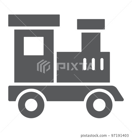 Train toy glyph icon, child and railroad, locomotive sign, vector graphics, a solid pattern on a white background, eps 10. Train toy glyph icon, child and railroad, locomotive sign, vector graphics, a solid pattern on a white background, eps 10. 97191403