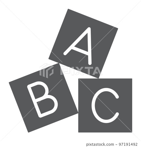Alphabet cubes glyph icon, abc and toy, block sign, vector graphics, a solid pattern on a white background, eps 10. Alphabet cubes glyph icon, abc and toy, block sign, vector graphics, a solid pattern on a white background, eps 10. 97191492
