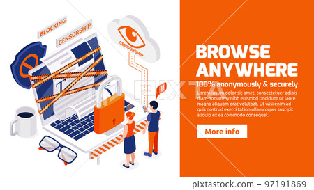 Internet Censorship Isometric Banner 97191869