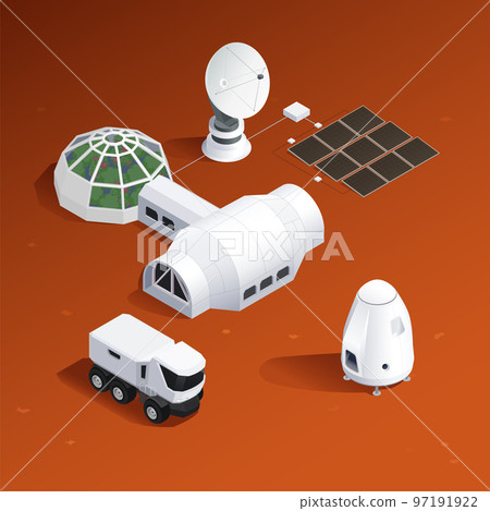Space Program Isometric Composition 97191922