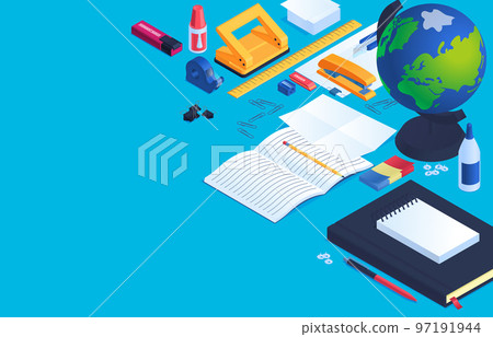 Office  And School Stationery Background 97191944