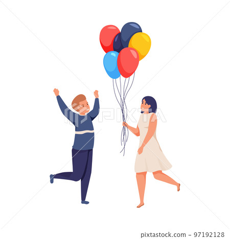 People With Balloons People With Balloons 97192128