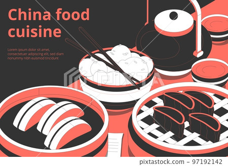 Chinese Food Isometric Banner Chinese Food Isometric Banner 97192142