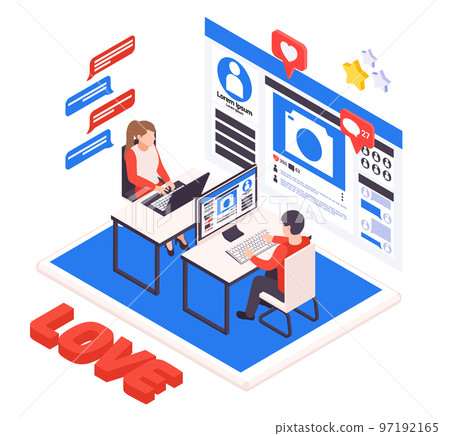Online Dating Isometric Composition Online Dating Isometric Composition 97192165