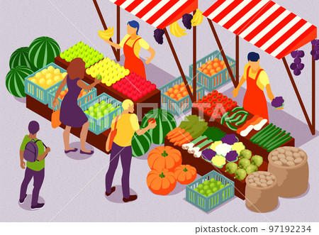 Farm Market Isometric Composition 97192234