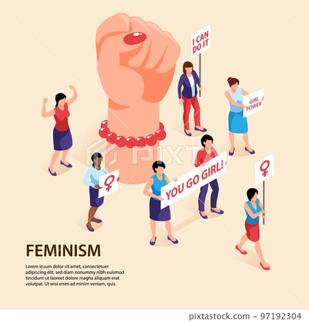 Feminism Isometric Background Composition 97192304