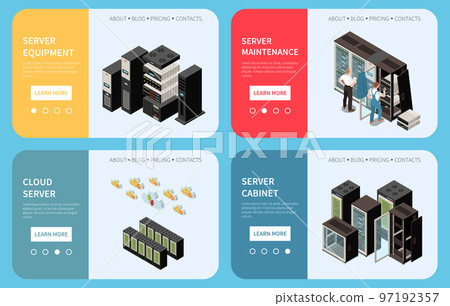 Datacenter Isometric Colored Banner Set 97192357