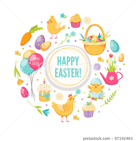 Easter Cartoon Round Concept 97192463