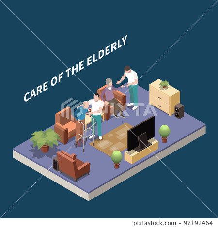Care Of Elderly Isometric Background Care Of Elderly Isometric Background 97192464