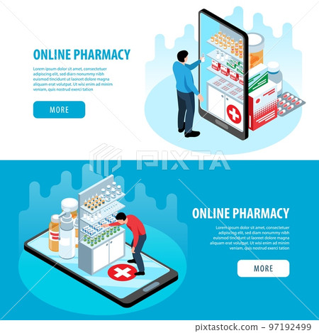 Isometric Pharmacy Horizontal Banners 97192499