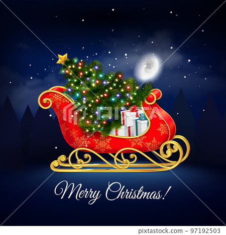 Santa Sleigh Realistic Composition 97192503