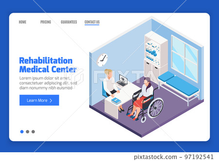 Disabled Woman Isometric Banner Disabled Woman Isometric Banner 97192541