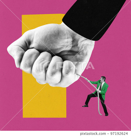 Confrontation, fight. Conceptual contemporary art collage. Ideas, imagination, surrealism, cubism. Concept of propaganda, mass media influence, info, addiction. Confrontation, fight. Conceptual contemporary art collage. Ideas, imagination, surrealism, cubism. Concept of propaganda, mass media influence, info, addiction. 97192624