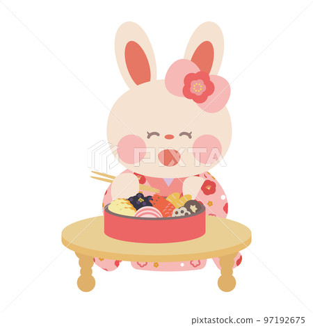 穿和服吃年貨的兔子 穿和服吃年貨的兔子 97192675