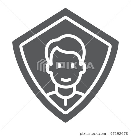 Face ID protection glyph icon, face recognition and face identification, face scanning sign, vector graphics, a solid pattern on a white background, eps 10. Face ID protection glyph icon, face recognition and face identification, face scanning sign, vector graphics, a solid pattern on a white background, eps 10. 97192678