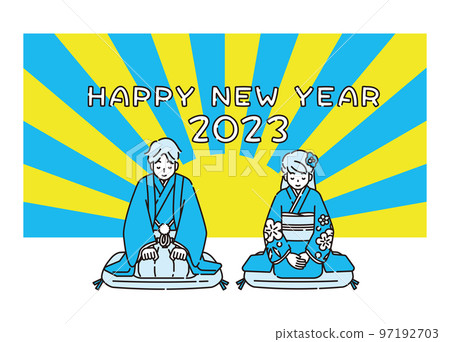New Year New Year's card People Kimono New Year New Year's card People Kimono 97192703