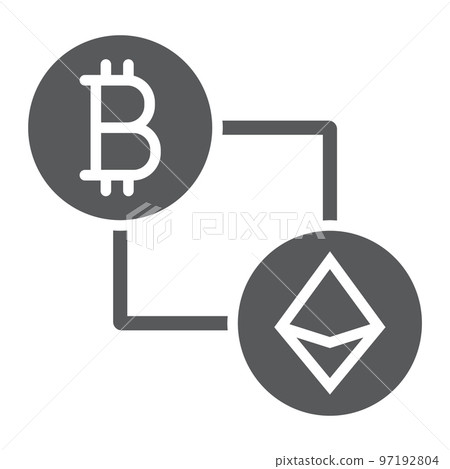 Bitcoin vs ethereum glyph icon, finance and money, currency sign, vector graphics, a solid pattern on a white background, eps 10. Bitcoin vs ethereum glyph icon, finance and money, currency sign, vector graphics, a solid pattern on a white background, eps 10. 97192804