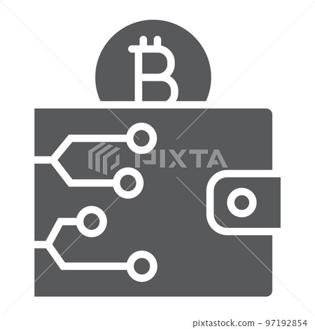 Bitcoin wallet glyph icon, money and finance, cash sign, vector graphics, a solid pattern on a white background, eps 10. 97192854