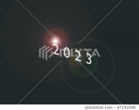 numbers. 2023. Subtly glowing letters. 3DCG. diagonally from the side. Issuer. 97193096