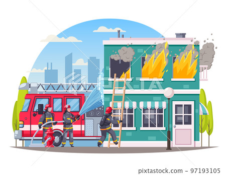 Burning House Firefighters Composition Burning House Firefighters Composition 97193105