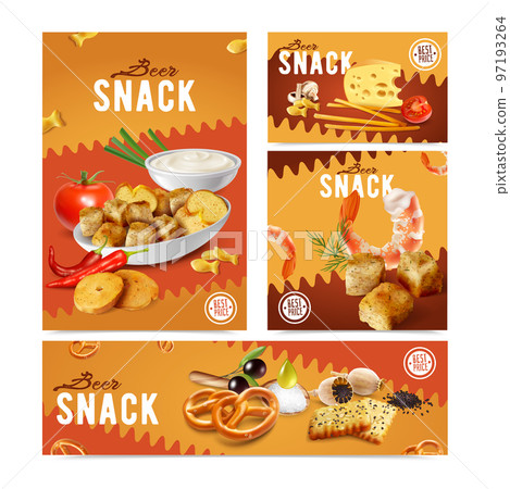 Realistic Snacks Banners Set 97193264