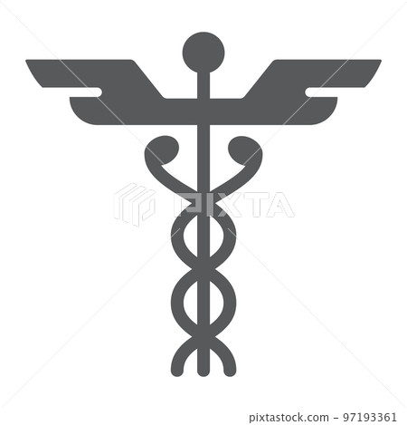 Caduceus glyph icon, medical and hospital, pharmacy sign, vector graphics, a solid pattern on a white background, eps 10. 97193361