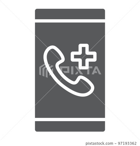 Emergency call glyph icon, medical and service, medical support sign, vector graphics, a solid pattern on a white background, eps 10. Emergency call glyph icon, medical and service, medical support sign, vector graphics, a solid pattern on a white background, eps 10. 97193362