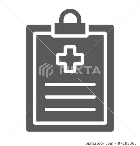 Medical record glyph icon, hospital and medicine, medical report sign, vector graphics, a solid pattern on a white background, eps 10. Medical record glyph icon, hospital and medicine, medical report sign, vector graphics, a solid pattern on a white background, eps 10. 97193365