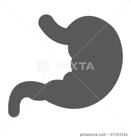 Stomach glyph icon, anatomy and biology, human organ sign, vector graphics, a solid pattern on a white background, eps 10. Stomach glyph icon, anatomy and biology, human organ sign, vector graphics, a solid pattern on a white background, eps 10. 97193381