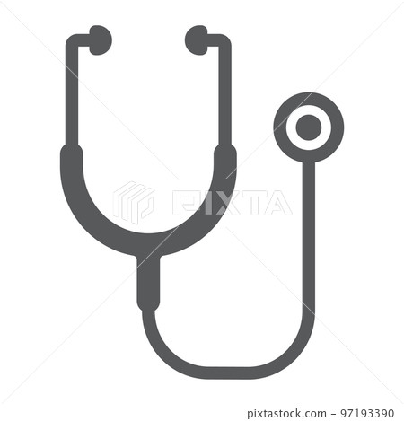 Stethoscope glyph icon, health and clinical, medical sign, vector graphics, a solid pattern on a white background, eps 10. Stethoscope glyph icon, health and clinical, medical sign, vector graphics, a solid pattern on a white background, eps 10. 97193390