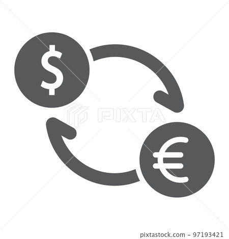 Exchange glyph icon, finance and banking, currency sign, vector graphics, a solid pattern on a white background, eps 10. Exchange glyph icon, finance and banking, currency sign, vector graphics, a solid pattern on a white background, eps 10. 97193421