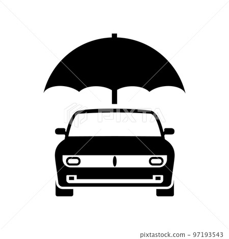 Car insurance vector logo concept protect icon. Car insurance umbrella cover care illustration 97193543