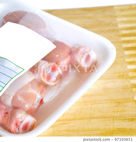 Fresh uncooked chicken meat drumsticks pieces, in package baget ready to cook 97193651