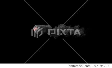 3d render Flying smoke skull with glowing eyes with alpha channel 97194202