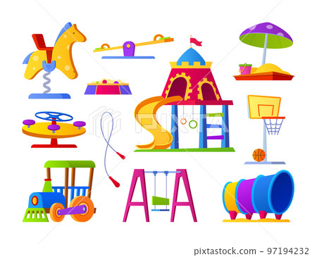 Entertainment on the playground - flat design style object set 97194232