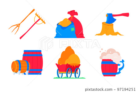 Rural life on a farm - flat design style object set Rural life on a farm - flat design style object set 97194251