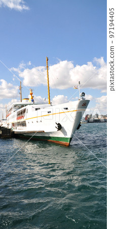 White cruise ship ferry transport, Sirkeci Istanbul Turkey 97194405