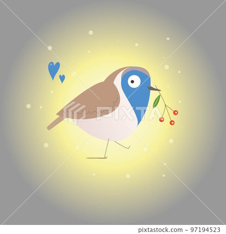 cute bird with a twig in its beak 97194523