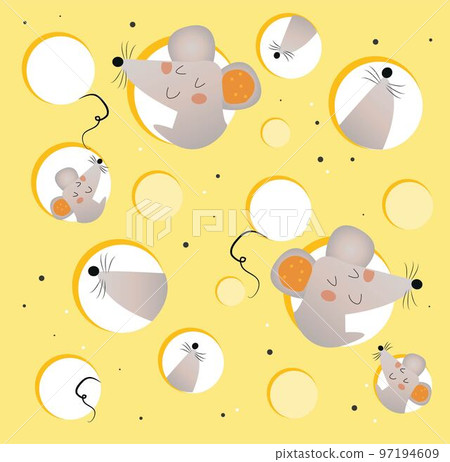 cheese with mice peeking out of holes cheese with mice peeking out of holes 97194609