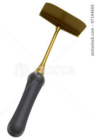 Hoe with wooden stick for planting flowers and vegetables on white background. Hoe with wooden stick for planting flowers and vegetables on white background. 97194688