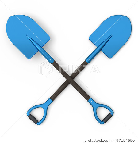 Set of garden shovel or trowel with wooden handle on white , summer camping Set of garden shovel or trowel with wooden handle on white , summer camping 97194690