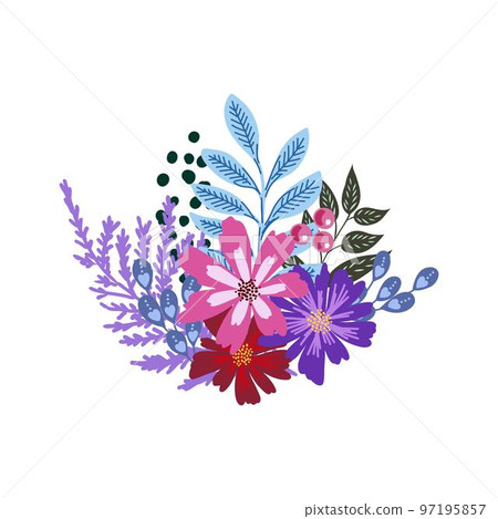Vector floral bouquet design: garden pink peach lavender creamy powder pale Rose wax flower, anemone Eucalyptus branch greenery leaves berry. Wedding vector invite card Vector floral bouquet design: garden pink peach lavender creamy powder pale Rose wax flower, anemone Eucalyptus branch greenery leaves berry. Wedding vector invite card 97195857